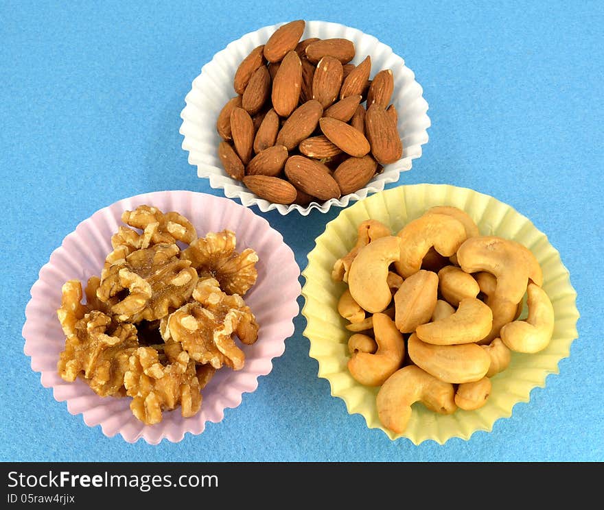 Cashews, almonds and walnuts.