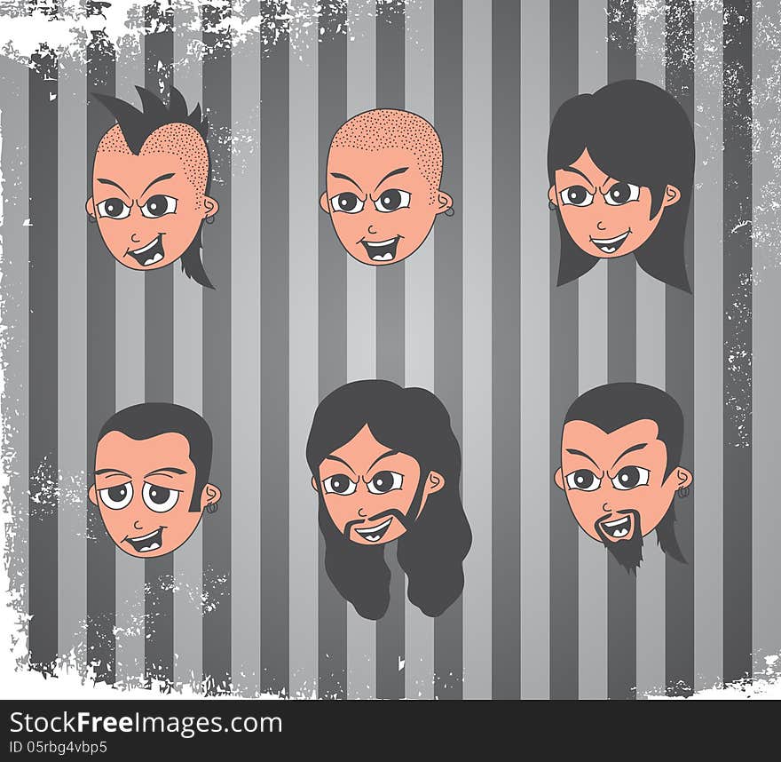 Cartoon guy set label vector graphic art design illustration