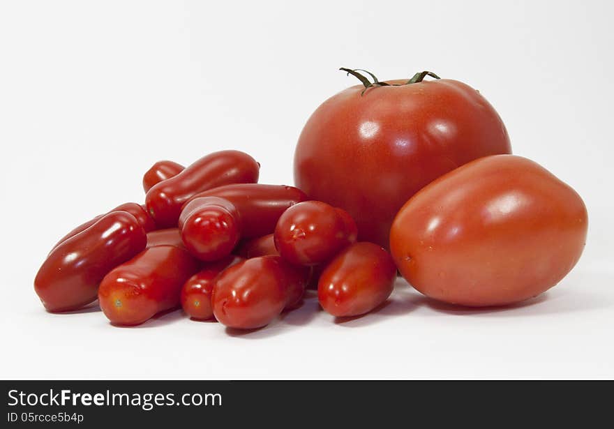 Three Types and Sizes of Tomatoes