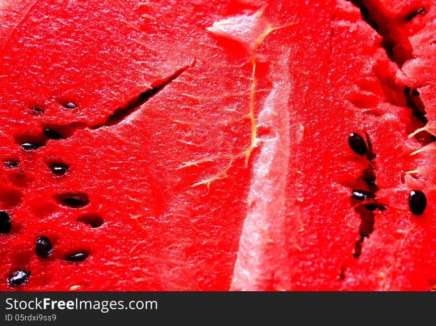 Detail core of watermelon with seeds