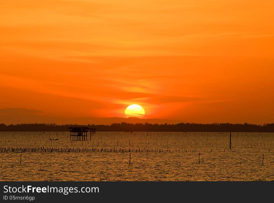 Sunrise and sea at shell farm. Sunrise and sea at shell farm