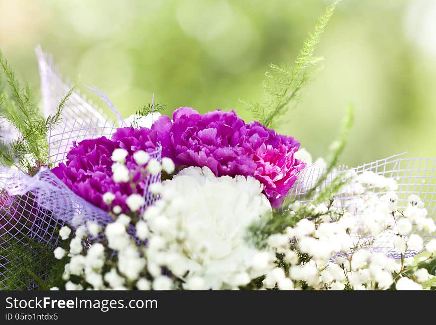 Close up on colorful wedding bouquet