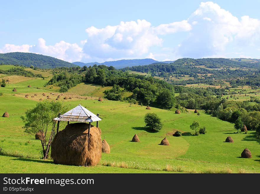 Covered haystack in Maramures county,Romania