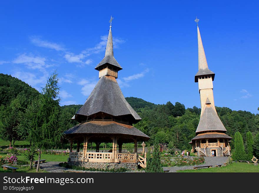 Traditional building of wooden Barsana monastery from Maramures - Romania