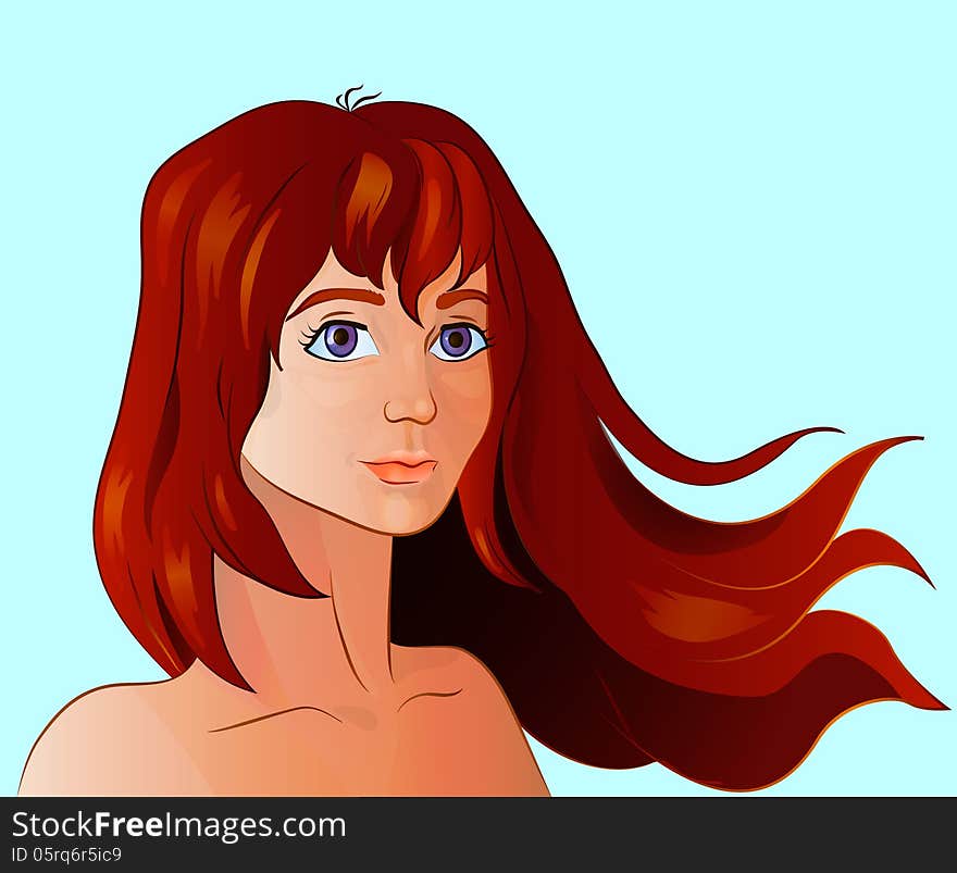 Vector illustration of a girl with streaming hair. Vector illustration of a girl with streaming hair