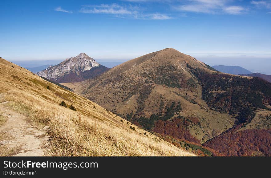 Mountain landscape on a clear autumn day, Mala Fatra, Slovakia