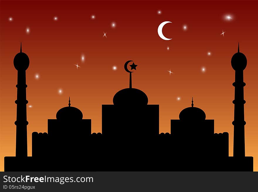 For bacground or greeting card - Mosque - Mosque orange gradation sky