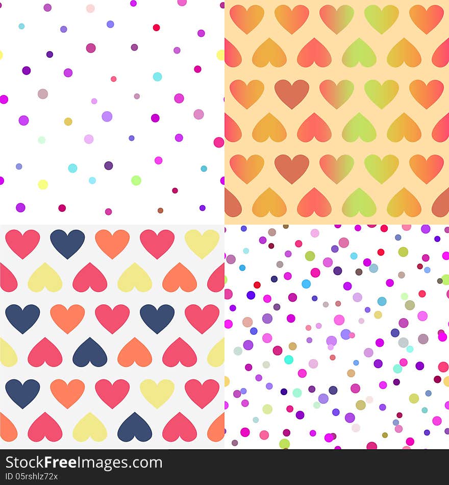 Bright vector seamless patterns set