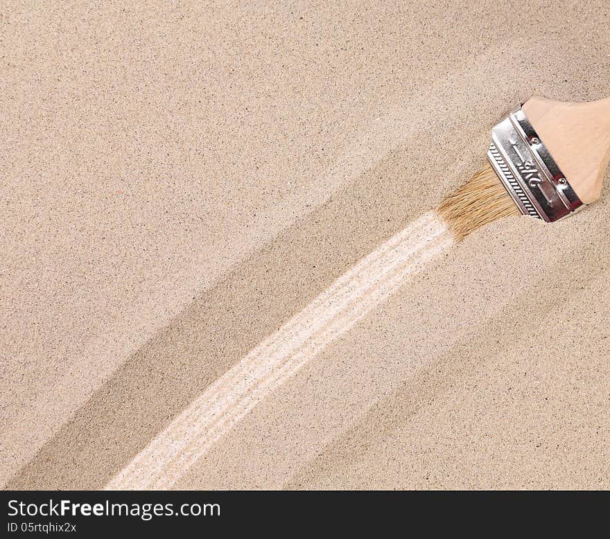 Strip in the sand drawn paintbrush