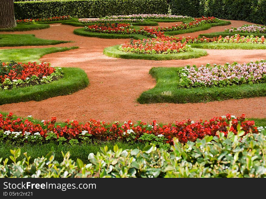 Beautiful garden in front of the mansion house. Beautiful garden in front of the mansion house