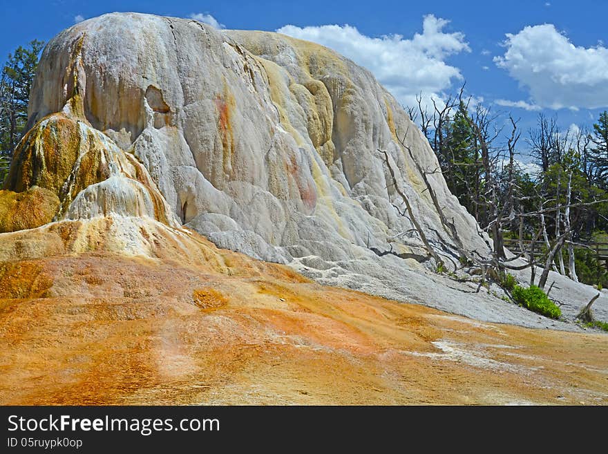 Orange rock in Yellowstone National Park.