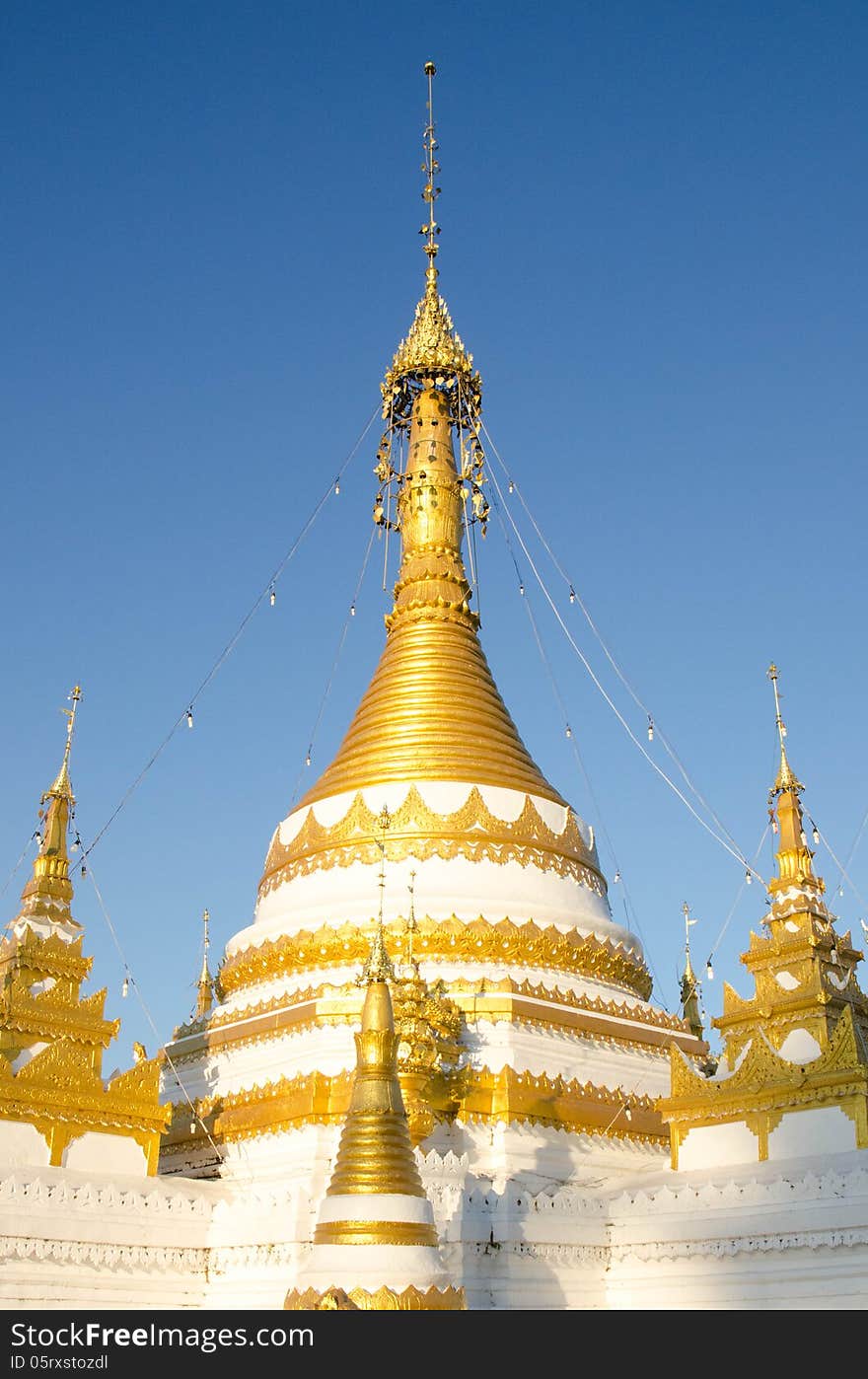 Gloden pagoda in temple in North of Thailand