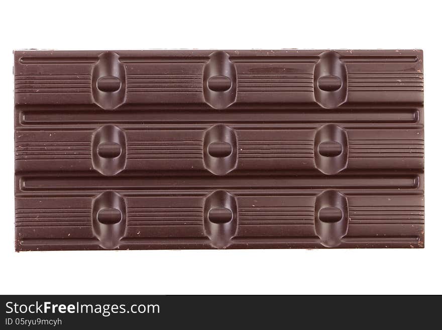 Dark chocolate bar. Isolated on a white background.