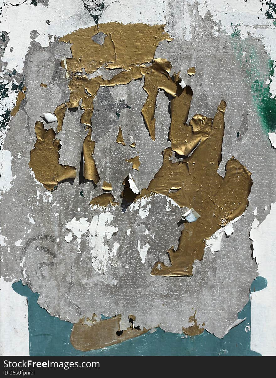 Peeling paint on galvanised metal rough grunge background