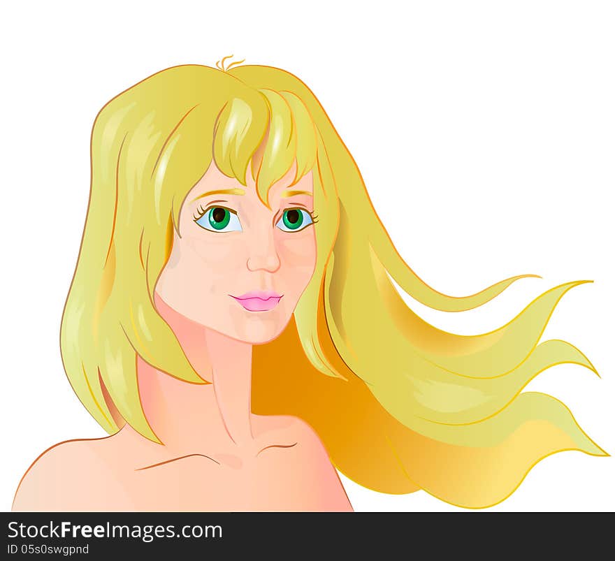 Vector portrait of a blond girl