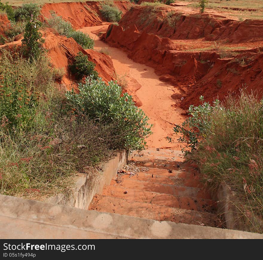 Red River is formed by the smearing of red sand, Vietnam, Southeast Asia