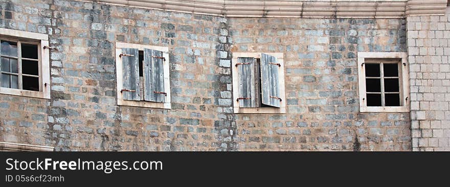 The facade of the building with windows