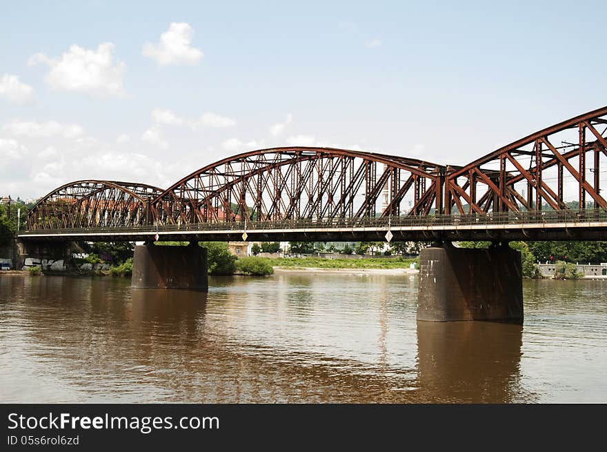 Huge and old railway bridge at Praha. Huge and old railway bridge at Praha