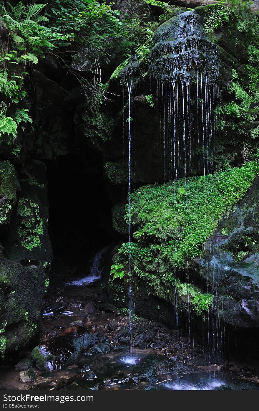 Waterfall called Amselfall near Rathen