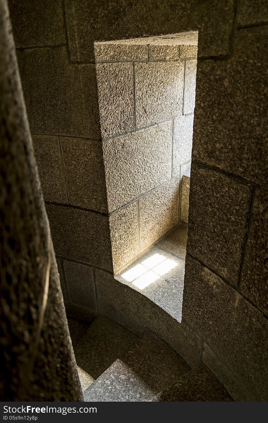 Castle tower staircase with window