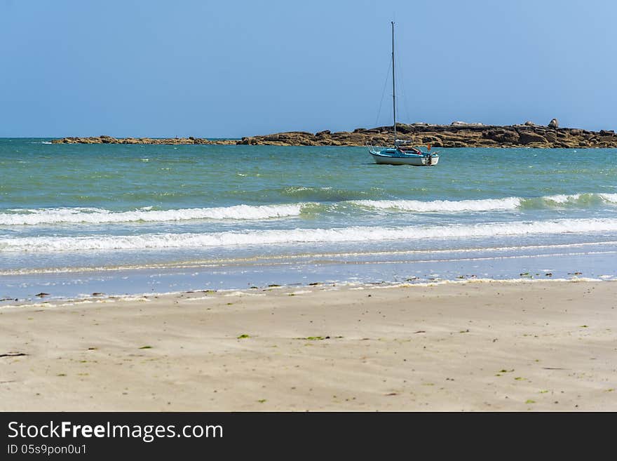 Sailboat tropical scene