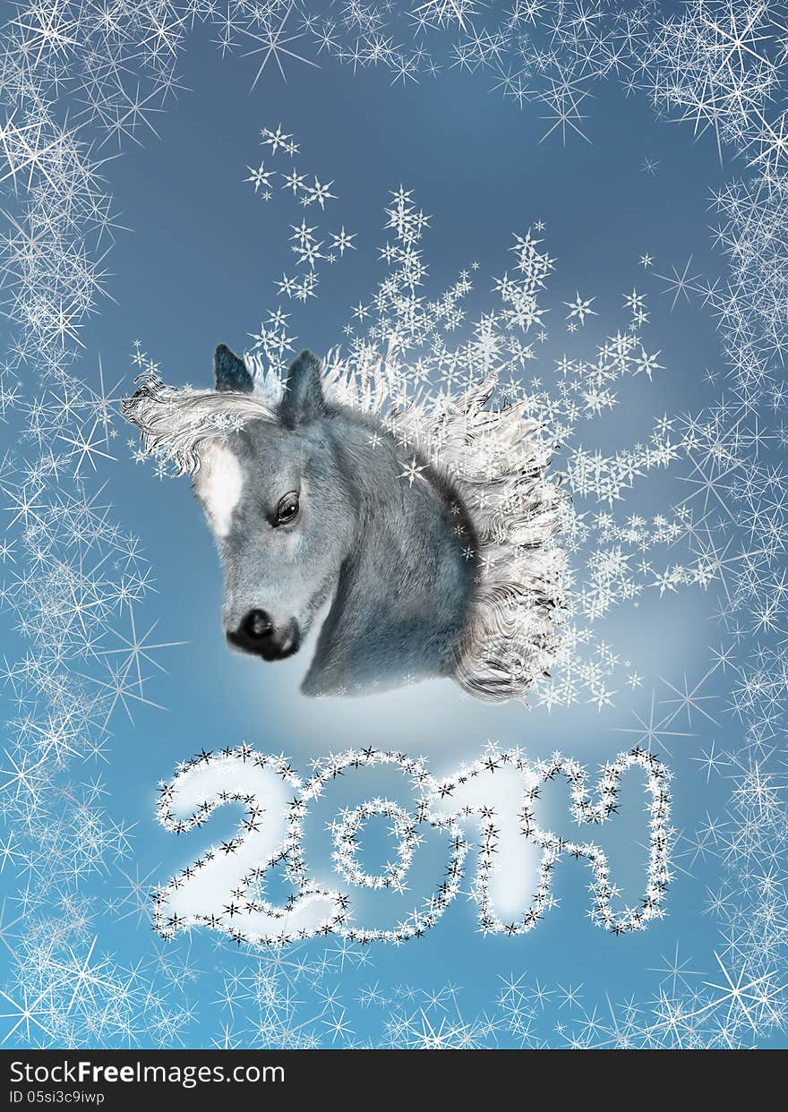 Horse on christmas card.