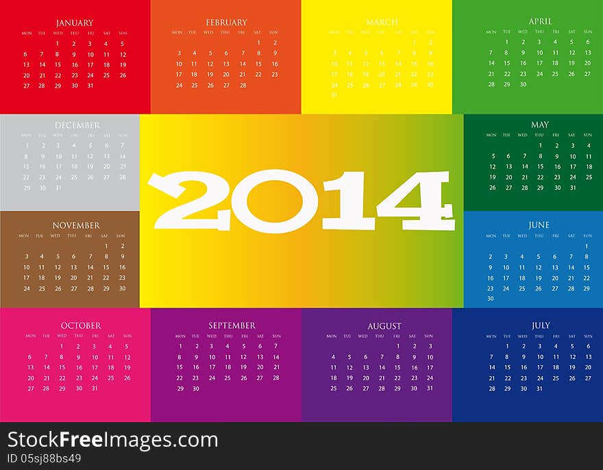 New calendar 2014 in english