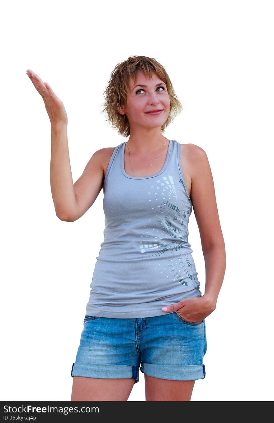 Woman Presenting Something