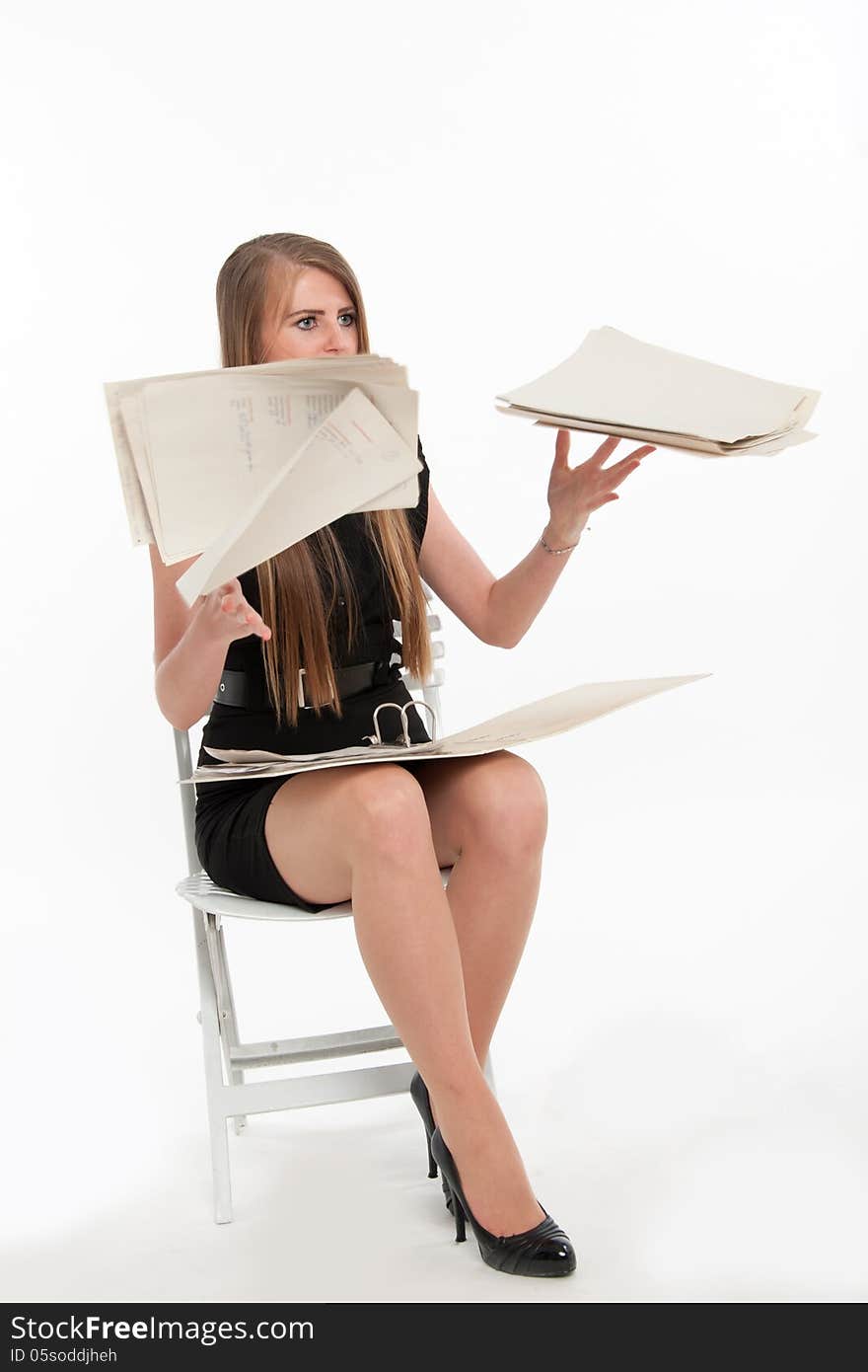 Businesswoman Throwing Away Documents