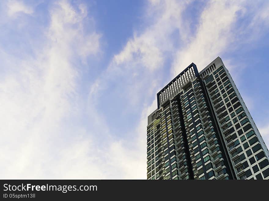 High rise building in blue sky