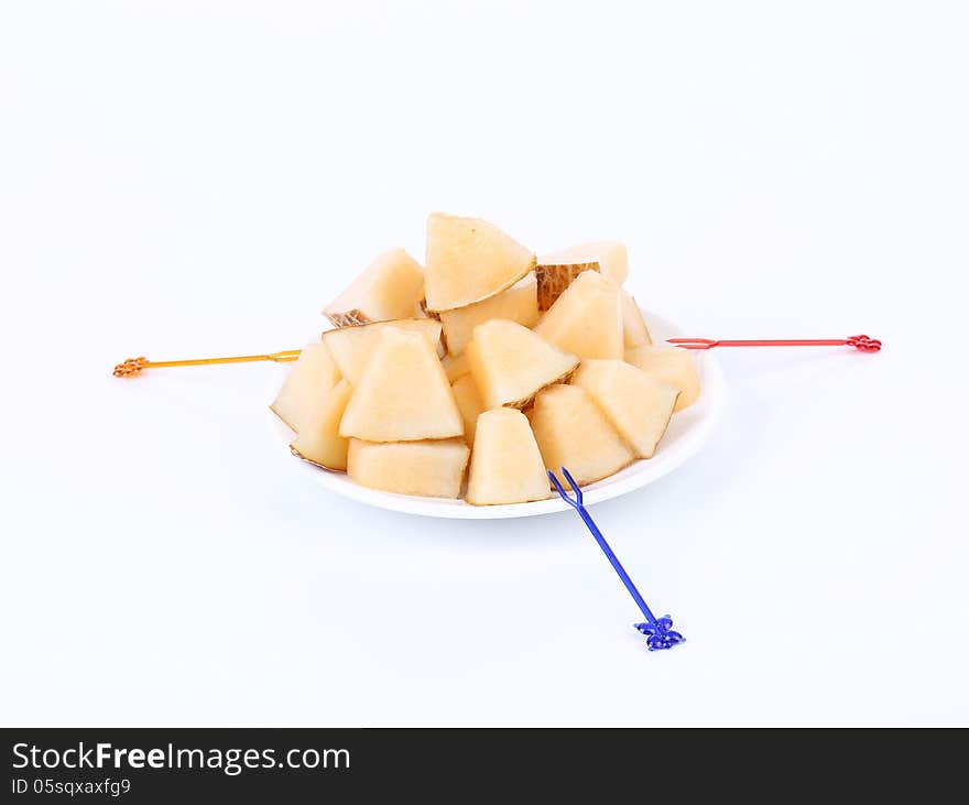 Handful melon slices on a white background. See my other works in portfolio.