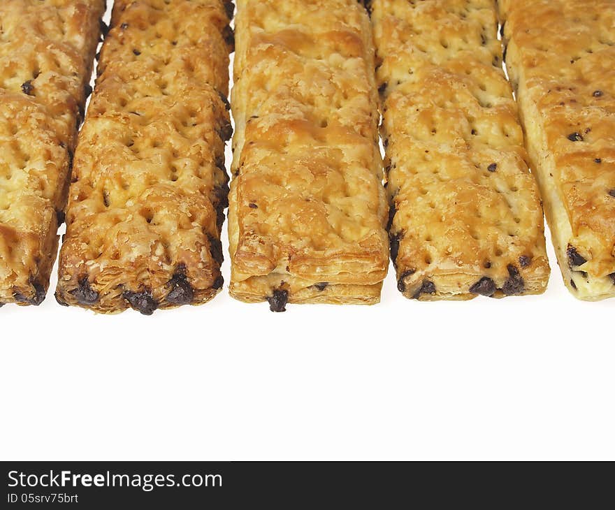 Texture of stick bread in row on white background. Texture of stick bread in row on white background