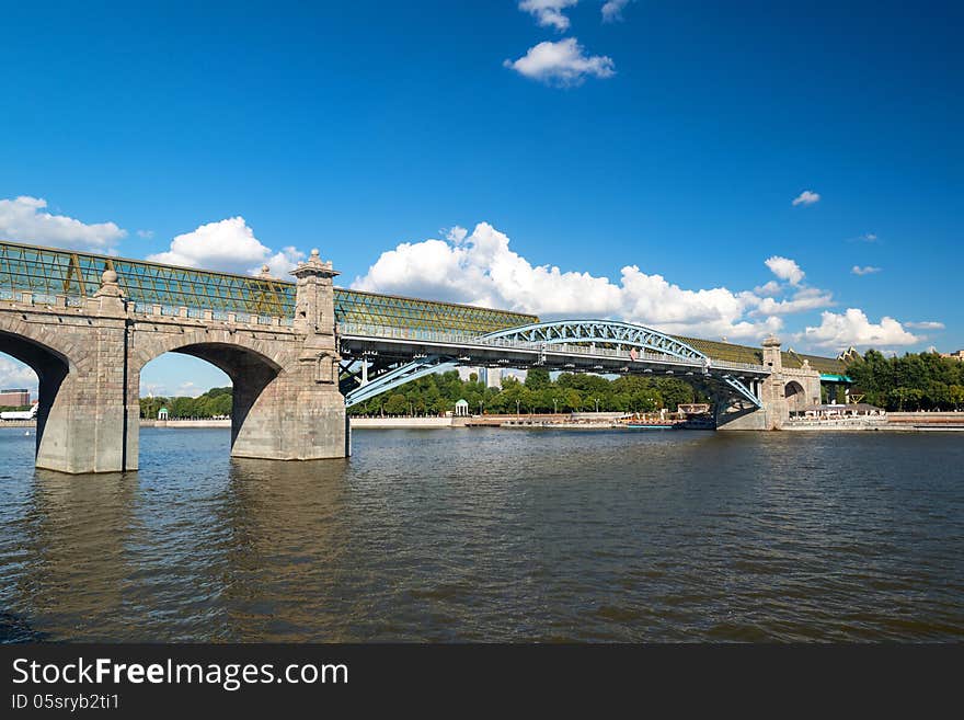 Pedestrian Andreevsky Bridge In Moscow