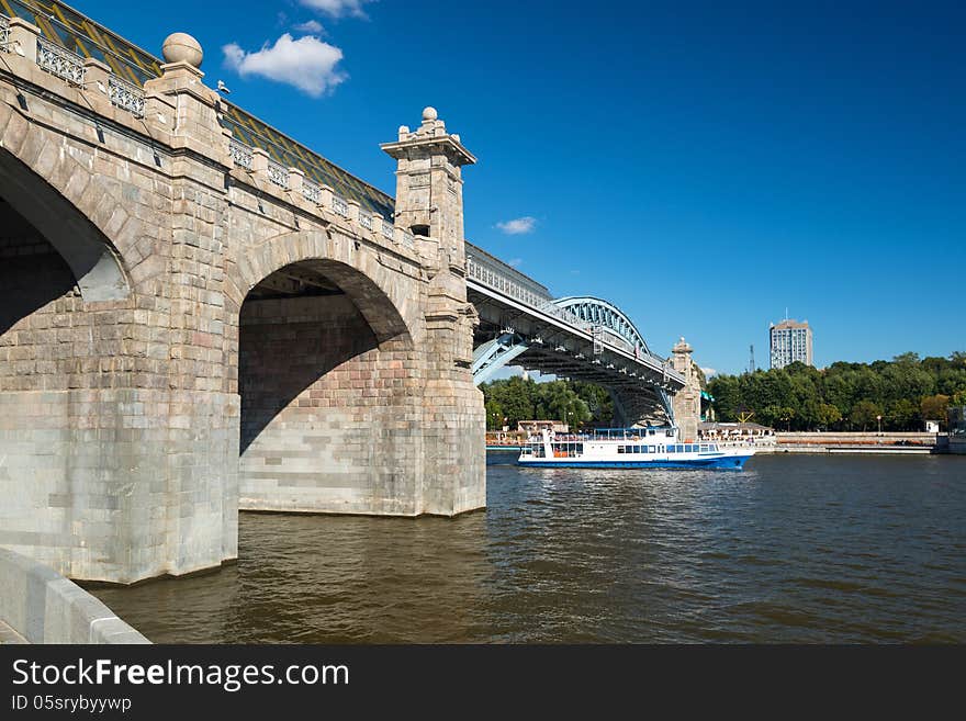 Pedestrian Andreevsky bridge in Moscow, Russia