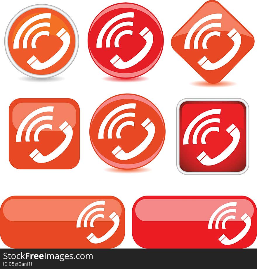 Stock image - a set of icons with the image of the phone. Stock image - a set of icons with the image of the phone.