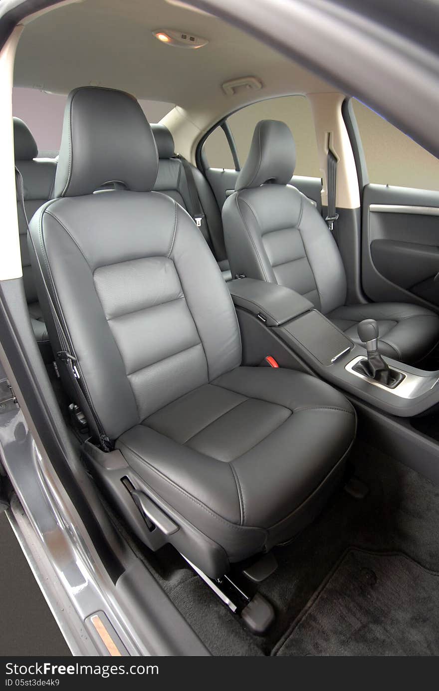 Front Leather seats of a luxury car