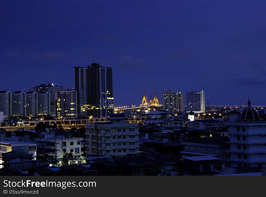 Bangkok city center at twilight