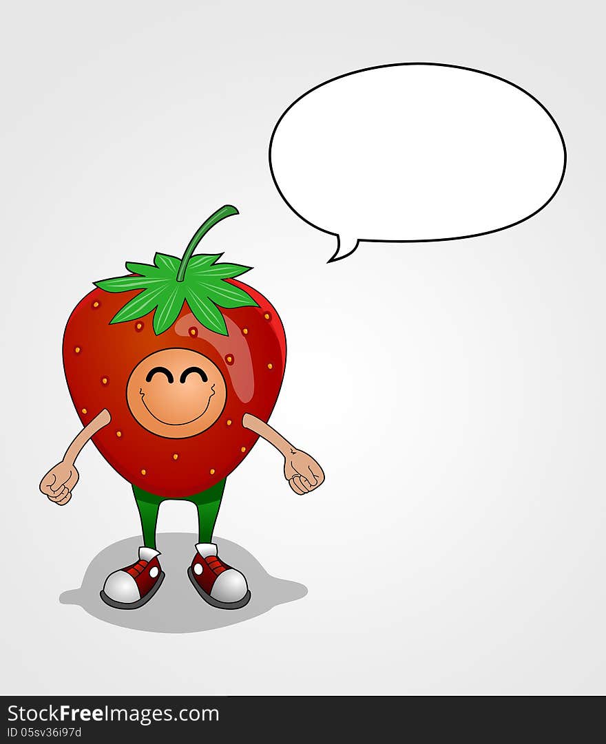 An illustration of kid wearing stawberry suit done by software. An illustration of kid wearing stawberry suit done by software