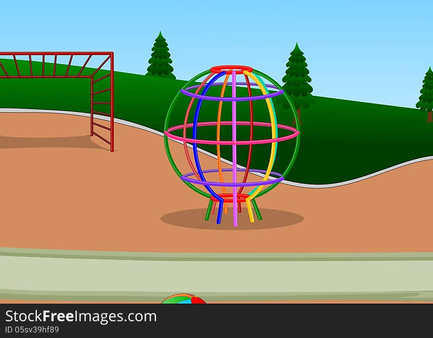 Illustration of wire ball playground done by software