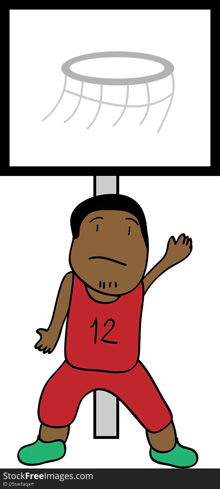 Basketball guard cartoon illustration with white isolated background.