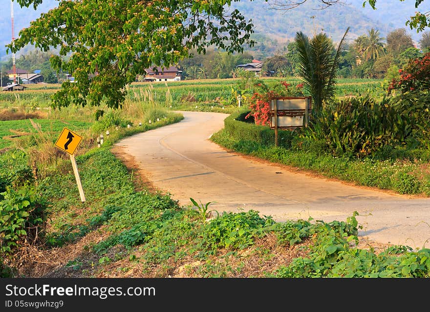 Safety warning signs on the road to safety. Safety warning signs on the road to safety.