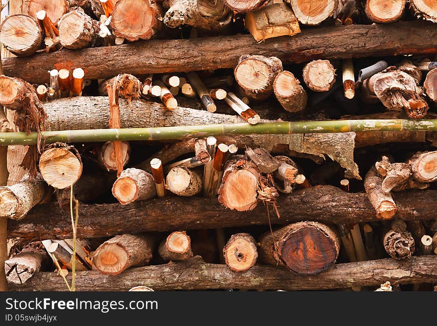 Many firewood for cremation monk in Buddhism. Many firewood for cremation monk in Buddhism.