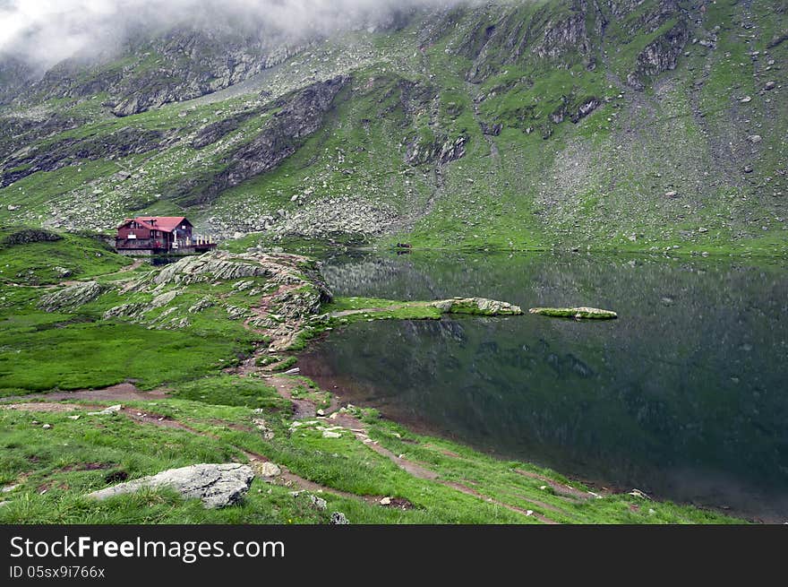 Landscape from Balea Lake in Romania and Fagaras mountains in the summer. Landscape from Balea Lake in Romania and Fagaras mountains in the summer