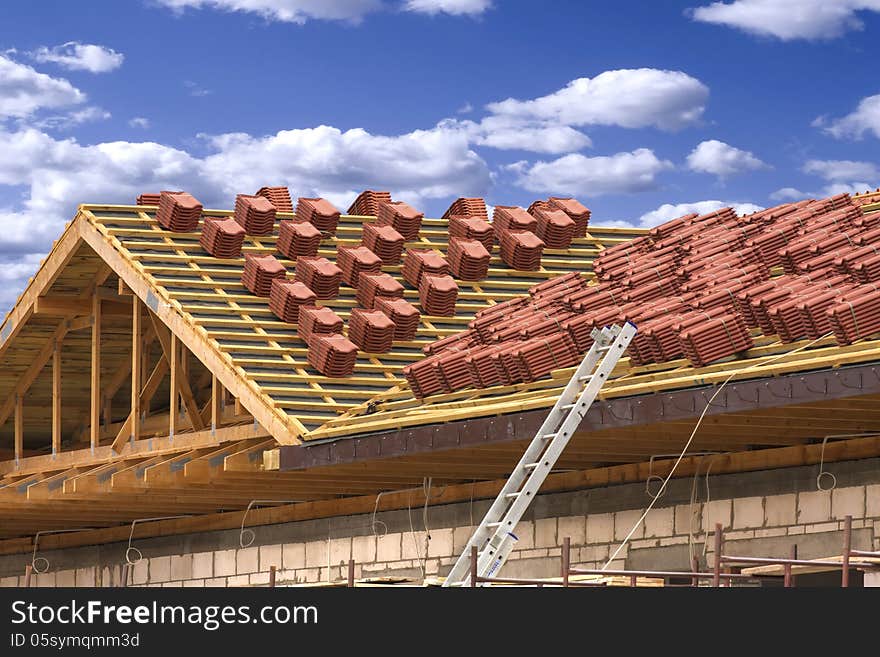 Architecture. Roof of the house prepared for laying traditional tiles