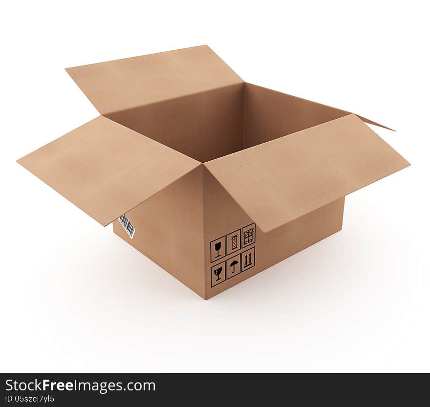 Open cardboard box 3D empty