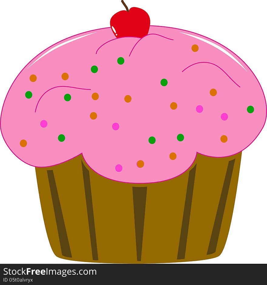 Cup Cake With Red  Cherry