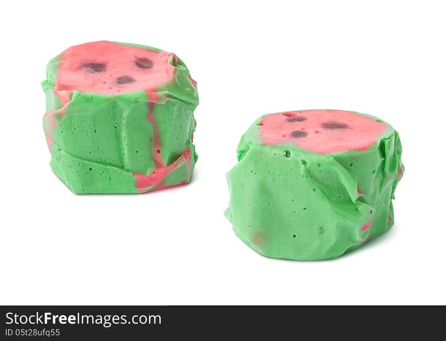 Watermelon Salt Water Taffy Isolated