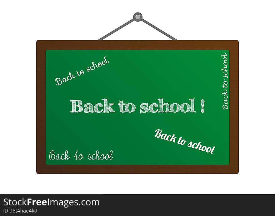 Green blackboard with chalk styled and handwritten text Back to school. Green blackboard with chalk styled and handwritten text Back to school