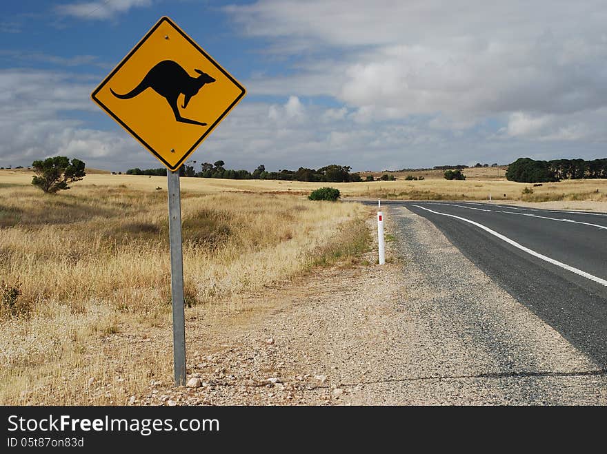 Australian kangaroo roadsign. South Australia, Australia