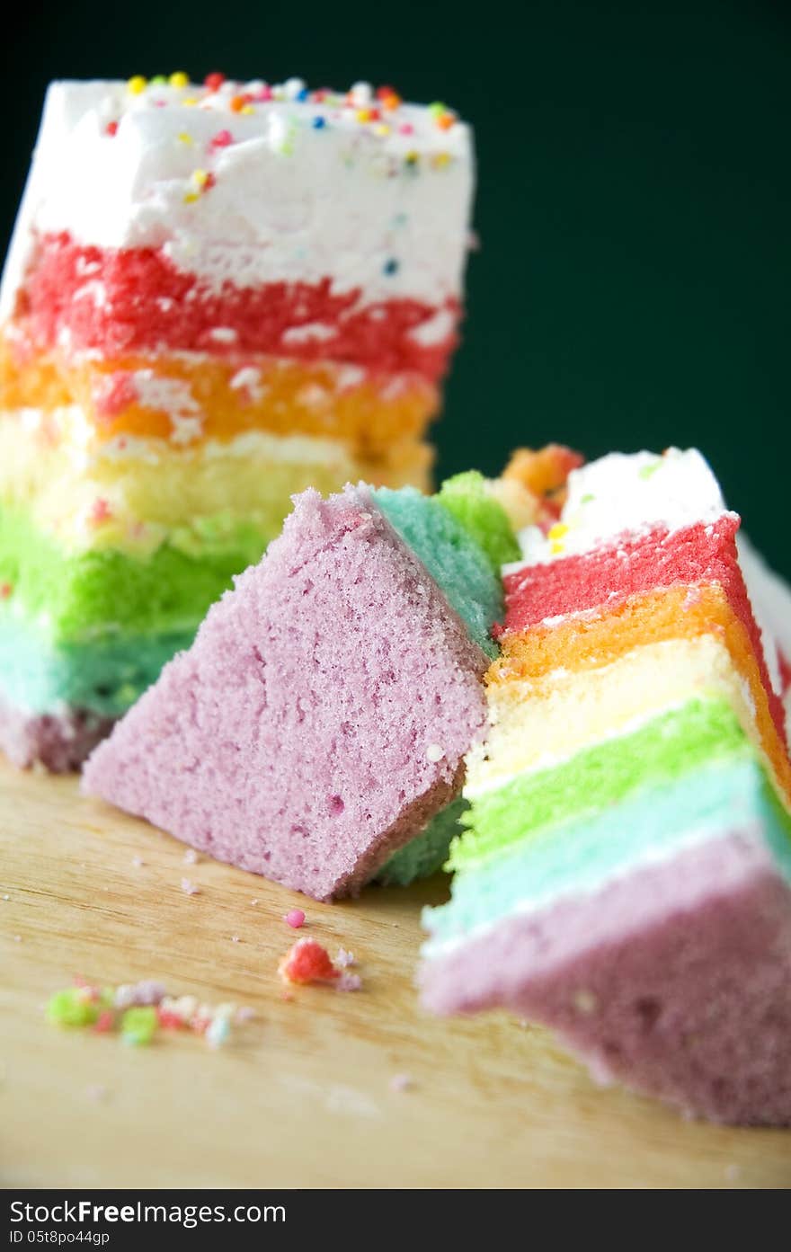 Close up colorful pieces of cake